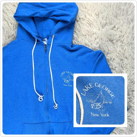 Hanes Other - Vintage 80s Lake George Zip Up Hanes Hoodie